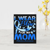 I Wear Blue For My Mom Diabetes Awareness 1  カード (黄色い花)