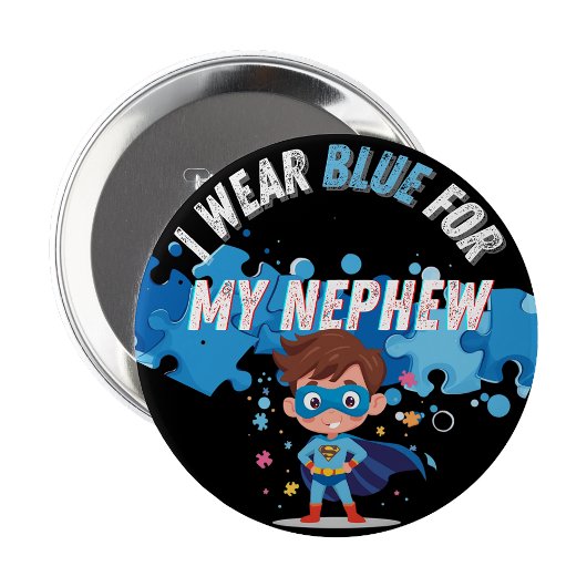 I wear blue for my Nephew Autism Pin Badge  缶バッジ