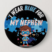 I wear blue for my Nephew Autism Pin Badge  缶バッジ (正面)