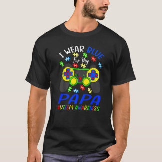 I Wear Blue For My Papa Autism Awareness Boys Vide Tシャツ