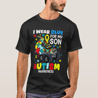 I Wear Blue For my son Autism Awareness Monster Tr Tシャツ