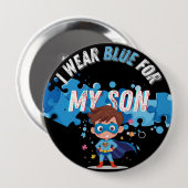 I wear blue for my son Autism Pin Button Badge 缶バッジ (正面&裏面)