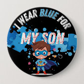 I wear blue for my son Autism Pin Button Badge 缶バッジ (正面)