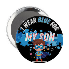 I wear blue for my son Autism Pin Button Badge 缶バッジ
