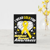 I Wear Gold For Childhood Cancer Awareness Ribbon  カード (黄色い花)