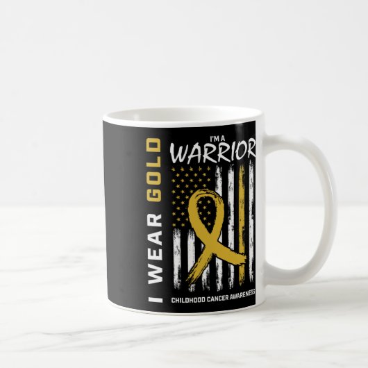 I Wear Gold Warrior Childhood Cancer Awareness Ame コーヒーマグカップ (右)