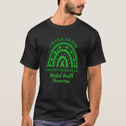 I Wear Green For My Grandson Rainbow Mental Health Tシャツ (正面)