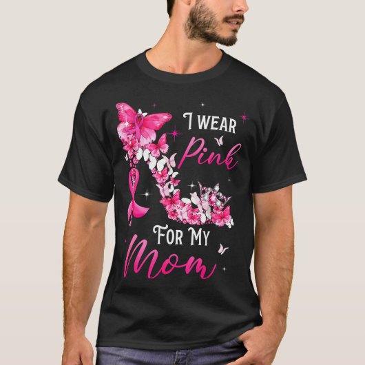 I Wear Nk For My Mom Breast Cancer Ribbon Suprt Gi Tシャツ (正面)