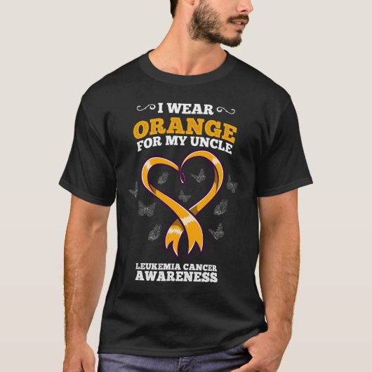 I Wear Orange Uncle Leukemia Cancer Awareness Bloo Tシャツ (正面)