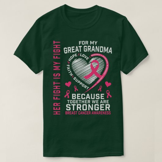I Wear Pink For My Great Grandma Breast Cancer Her Tシャツ (デザイン正面)