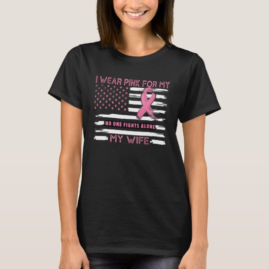 I Wear Pink For My Wife   Pink Us Flag Tシャツ (正面)