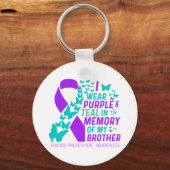 I Wear Purple And Teal For My Brother Suicide Prev キーホルダー (正面)