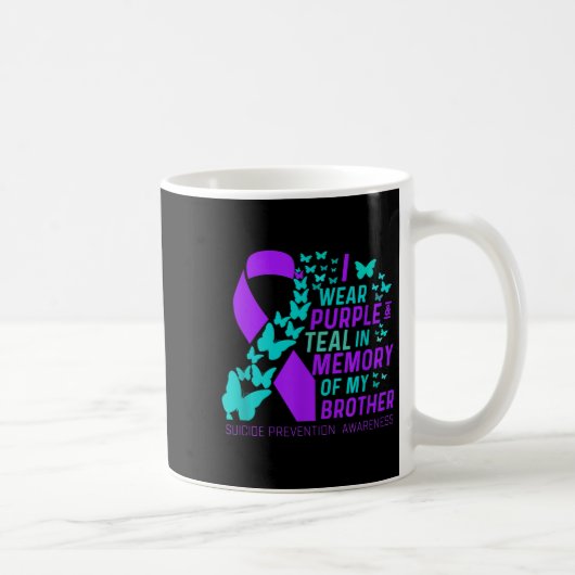 I Wear Purple And Teal For My Brother Suicide Prev コーヒーマグカップ (右)