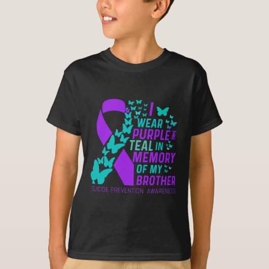 I Wear Purple And Teal For My Brother Suicide Prev Tシャツ (正面)