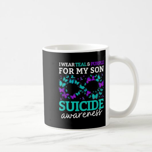 I Wear Purple And Teal For My Son Suicide Preventi コーヒーマグカップ (右)