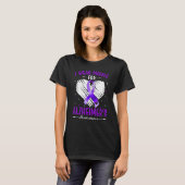 I Wear Purple For Alzheimer's Awareness Ribbon Hea Tシャツ (正面フル)