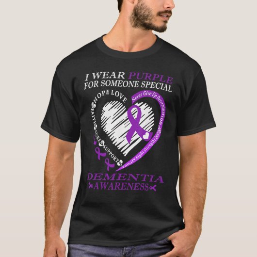 I Wear Purple For Dementia Awareness Warrior Tシャツ (正面)
