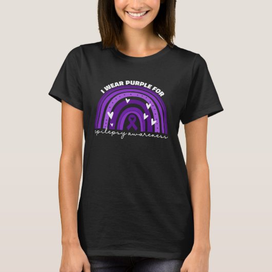 I Wear Purple For Epilepsy Awareness Purple Ribbon Tシャツ (正面)