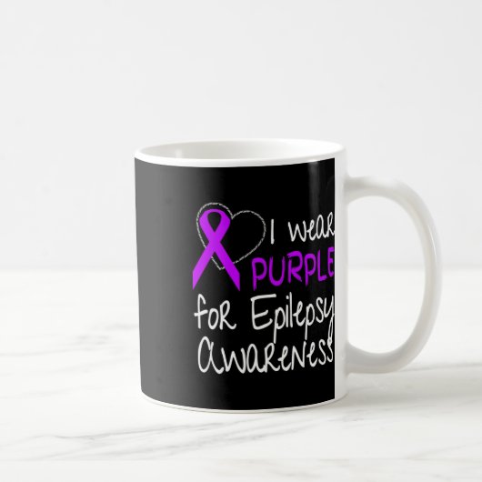 I Wear Purple For Epilepsy Awareness Ribbon コーヒーマグカップ (右)
