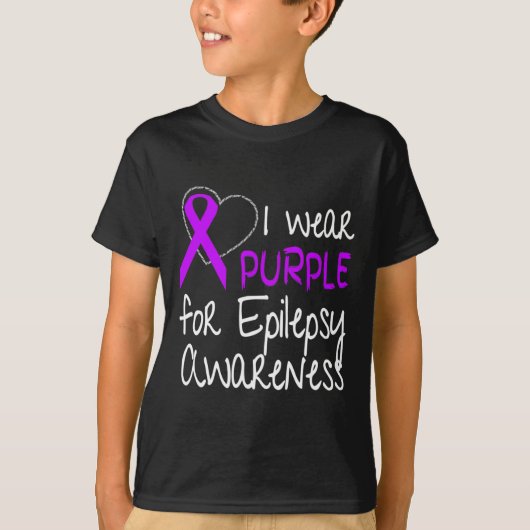I Wear Purple For Epilepsy Awareness Ribbon  Tシャツ (正面)