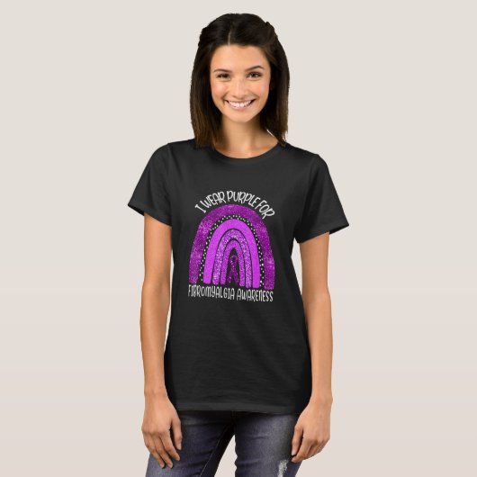 I wear purple for fibromyalgia awareness rainbow tシャツ (正面フル)