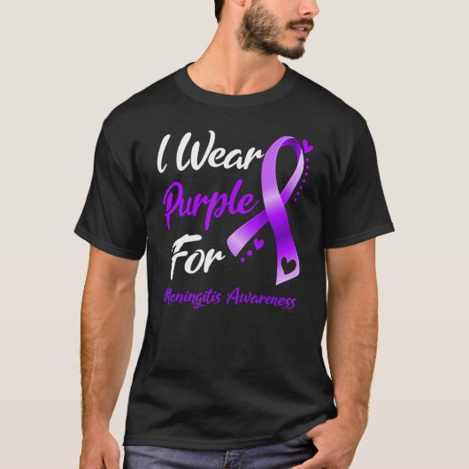 I Wear Purple For Meningitis Awareness Ribbon Tシャツ (正面)