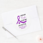 I Wear Purple For My Auntie Pancreatic Cancer ラウンドシール (封筒)