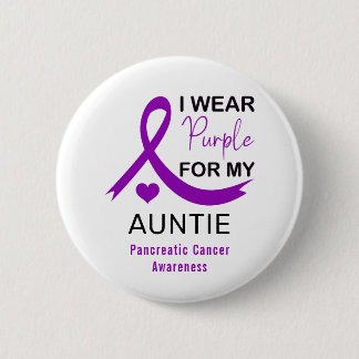 I Wear Purple For My Auntie Pancreatic Cancer 缶バッジ