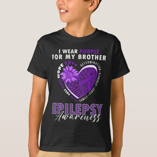 I Wear Purple For My Brother Epilepsy Awareness Su Tシャツ (正面)