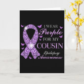 I Wear Purple For My Cousin Epilepsy Awareness Pur カード (黄色い花)