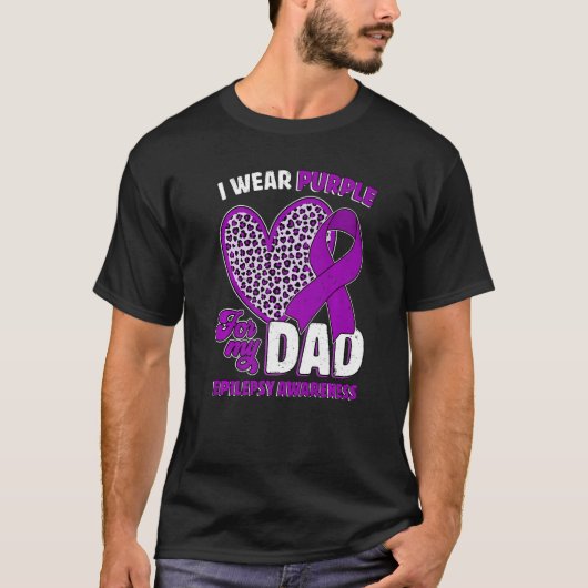 I Wear Purple For My Dad Epilepsy Awareness Leopar Tシャツ (正面)