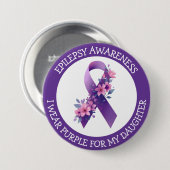 I Wear Purple for my Daughter | Epilepsy Awareness 缶バッジ (正面&裏面)