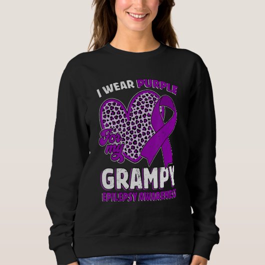 I Wear Purple For My Grampy Epilepsy Awareness Leo スウェットシャツ (正面)
