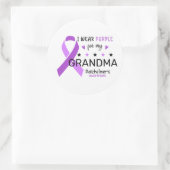 I Wear Purple For My Grandma Alzheimer Awareness ラウンドシール (バッグ)