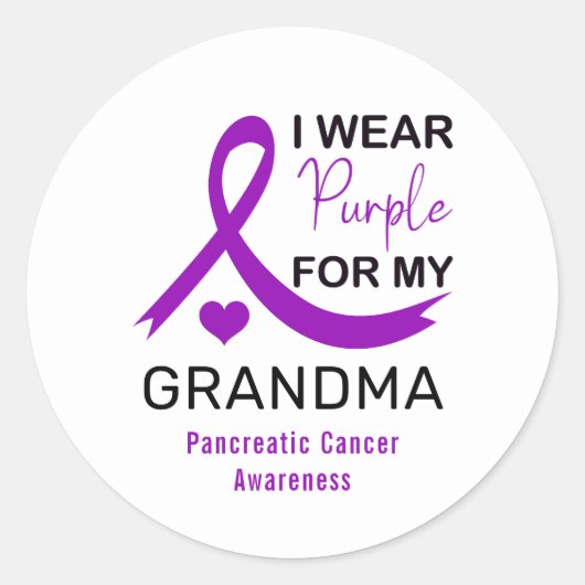 I Wear Purple For My Grandma Pancreatic Cancer ラウンドシール (正面)