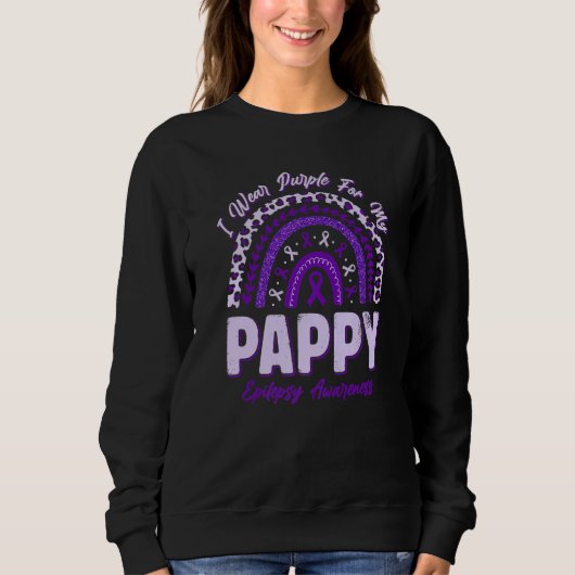 I Wear Purple For My Pappy Epilepsy Awareness Rain スウェットシャツ (正面)
