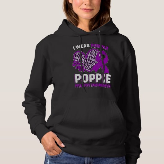 I Wear Purple For My Poppie Epilepsy Awareness Leo パーカ (正面)