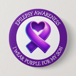 I Wear Purple for my Son | Epilepsy Awareness 缶バッジ
