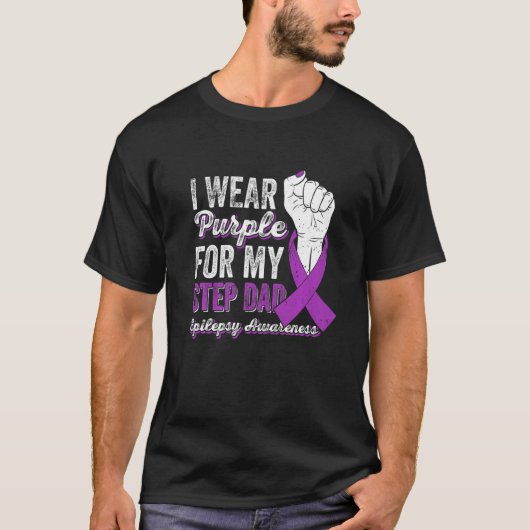 I Wear Purple For My Step Dad Ribbon Epilepsy Awar Tシャツ (正面)