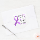 I Wear Purple For My Wife Alzheimer Awareness ラウンドシール (封筒)