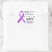 I Wear Purple For My Wife Alzheimer Awareness ラウンドシール (バッグ)