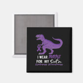 I Wear Purple For Sister Dinosaur Epilepsy Awarene マグネット (正面/裏面)