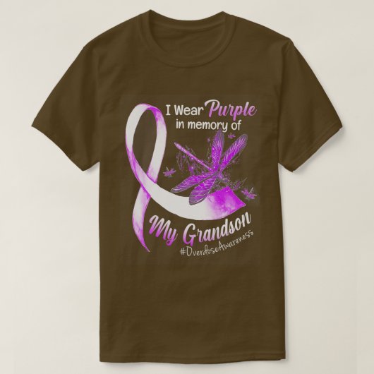 I Wear Purple In Memory Of My Grandson Overdose Aw Tシャツ (デザイン正面)