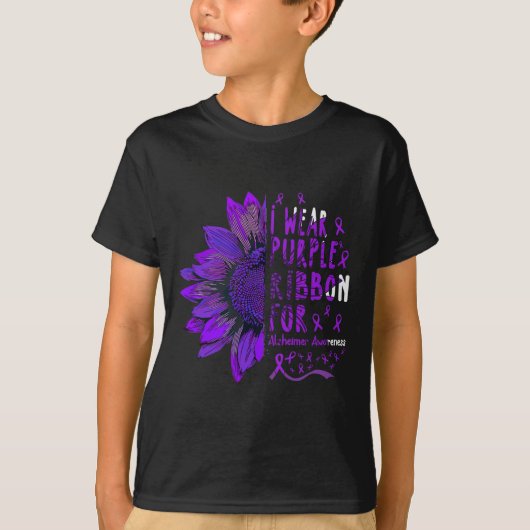 I Wear Purple Ribbon For Alzheimerheimer Awareness Tシャツ (正面)