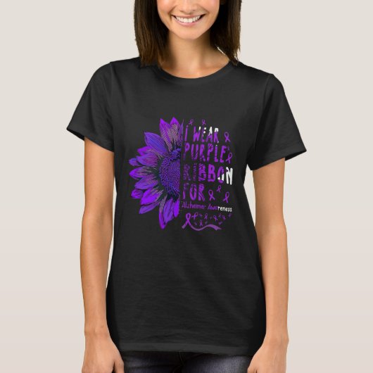 I Wear Purple Ribbon For Alzheimerheimer Awareness Tシャツ (正面)