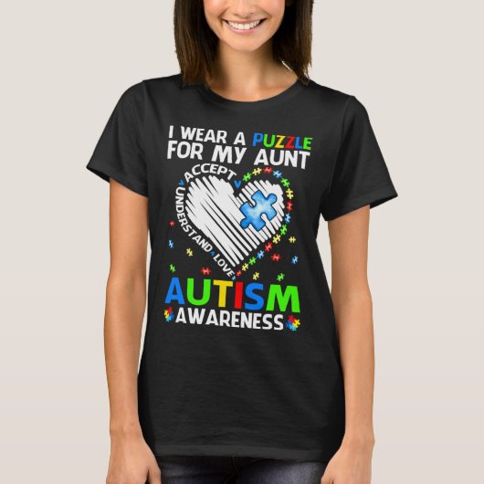 I Wear Puzzle For My Aunt Autism Awareness Tシャツ (正面)