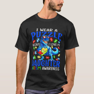 I Wear Puzzle Love My Daughter Autism Awareness Di Tシャツ