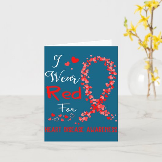 I Wear Red For Heart Disease Awareness  カード (黄色い花)
