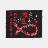 I Wear Red For Heart Disease Awareness  フリースブランケット (正面(横))
