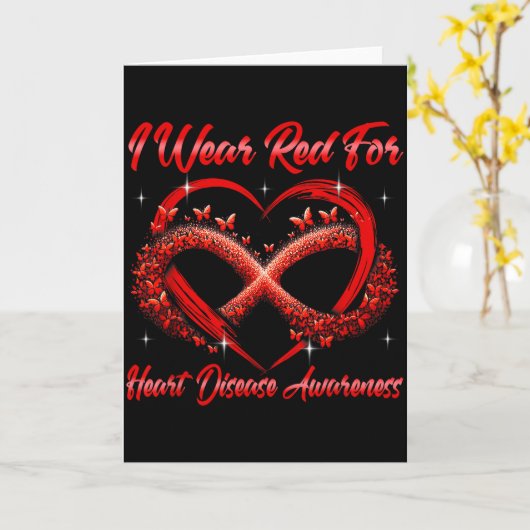 I Wear Red For Heart Disease Awareness Month  カード (黄色い花)